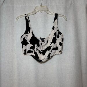 Wild Fable Black and White Fitted Crop Tank Top